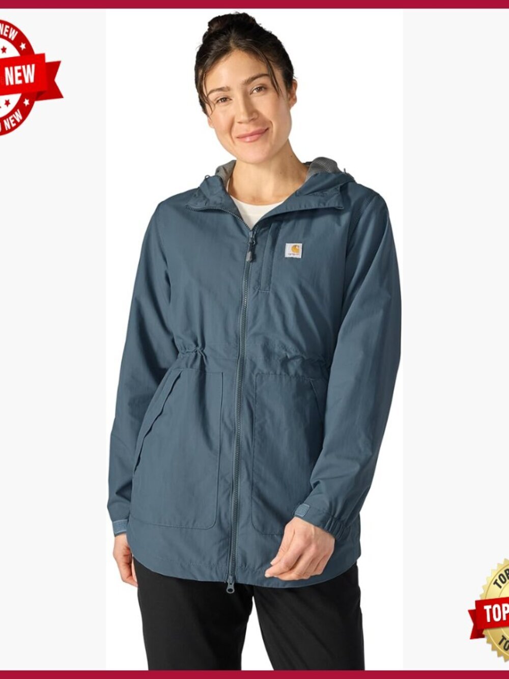 Lightweight Water Repellent Raincoat with Hood, Relaxed Fit, Mesh Lined